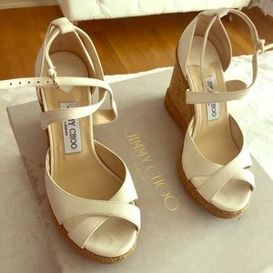 Jimmy Choo ivory wedge sandals